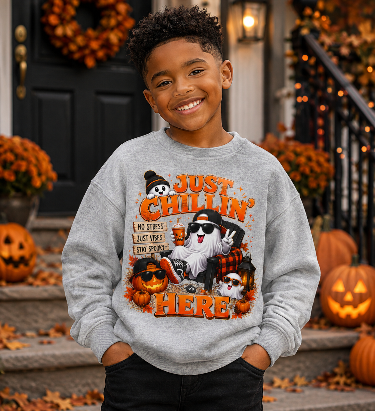 JUST KICKIN IT HERE BOYS Youth Crewneck Sweatshirt