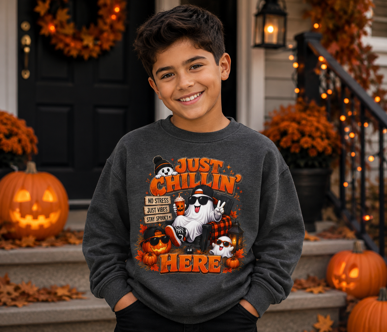 JUST KICKIN IT HERE BOYS Youth Crewneck Sweatshirt