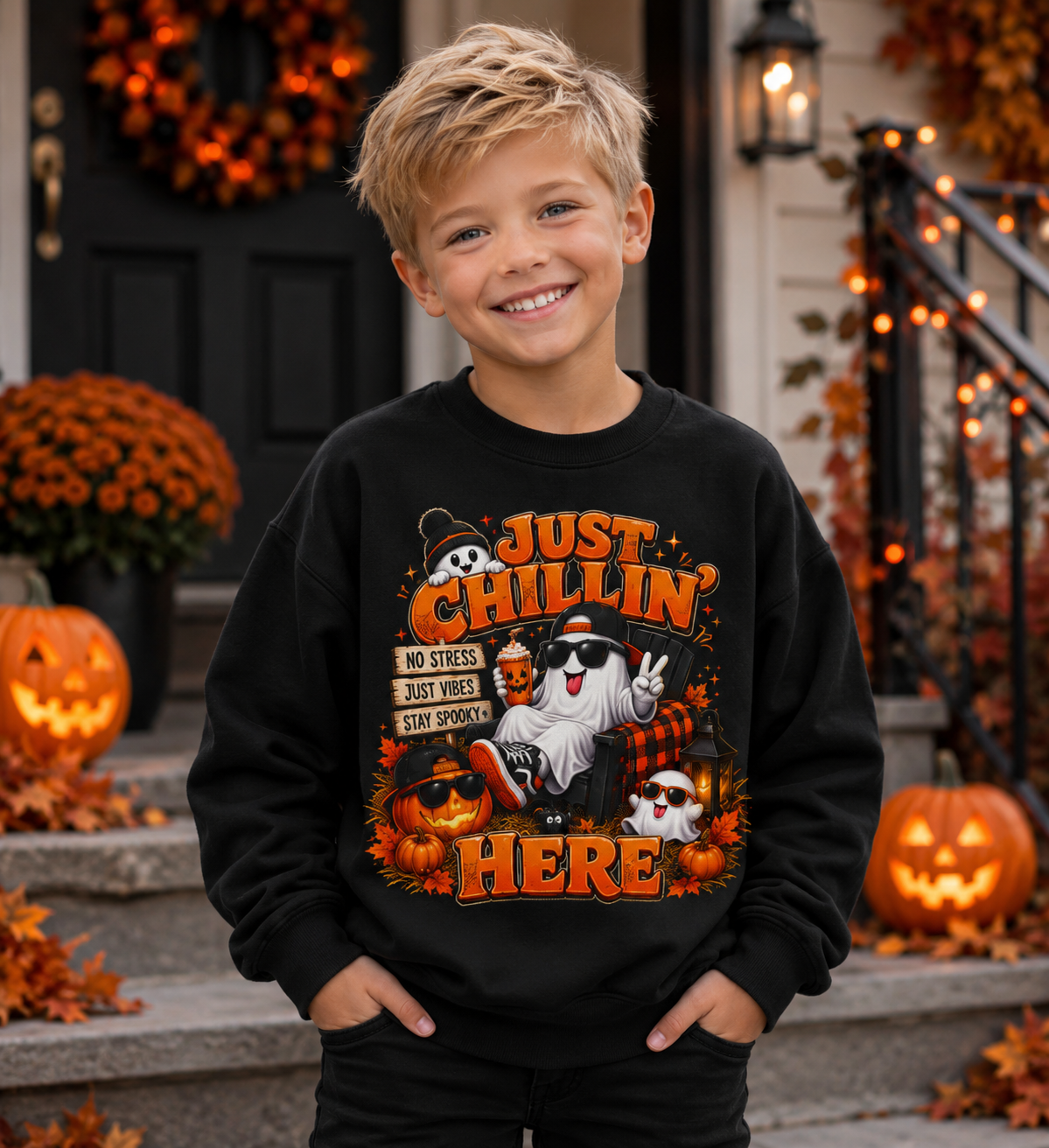 JUST KICKIN IT HERE BOYS Youth Crewneck Sweatshirt