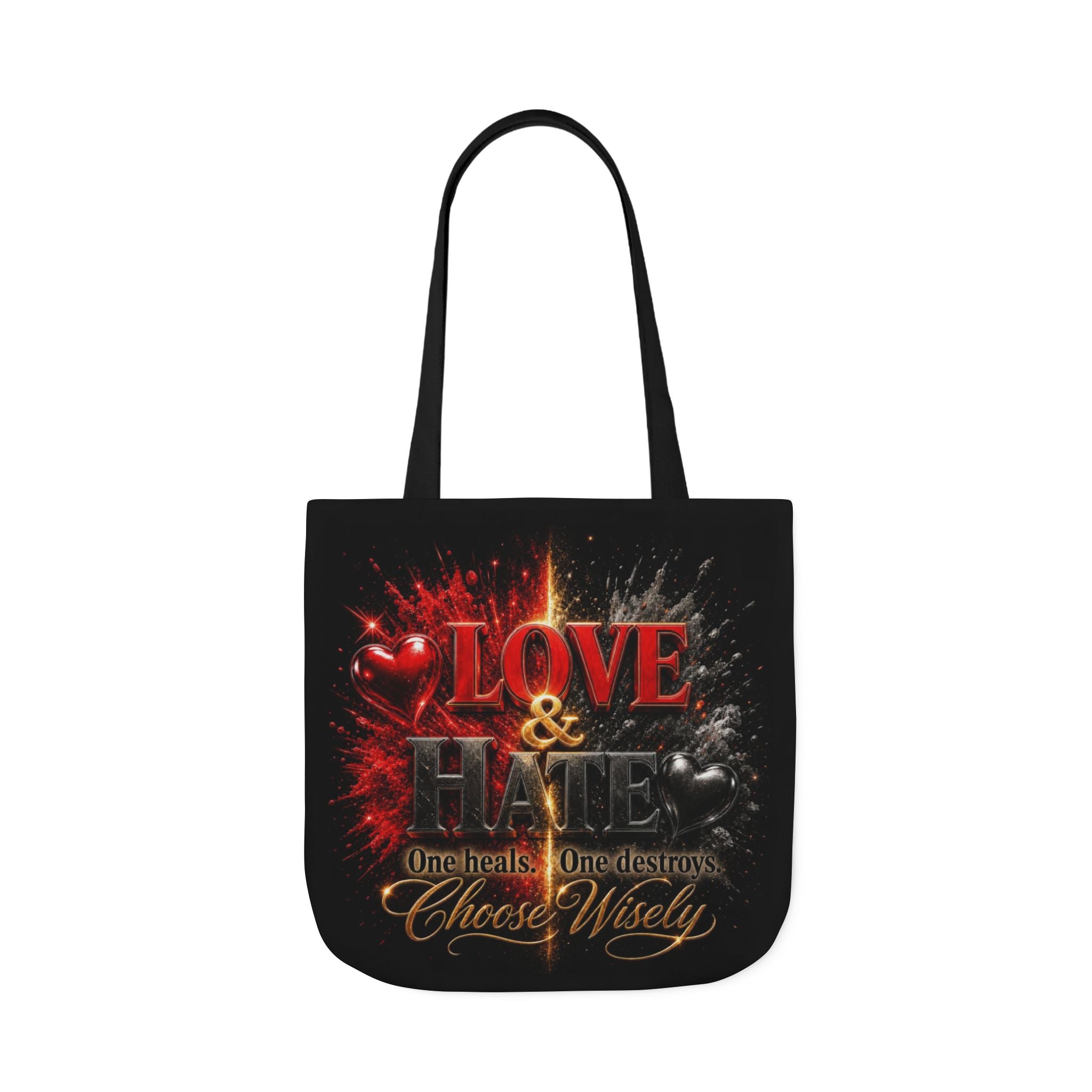 LOVE/HATE Canvas Tote Bag, 5-Color Straps