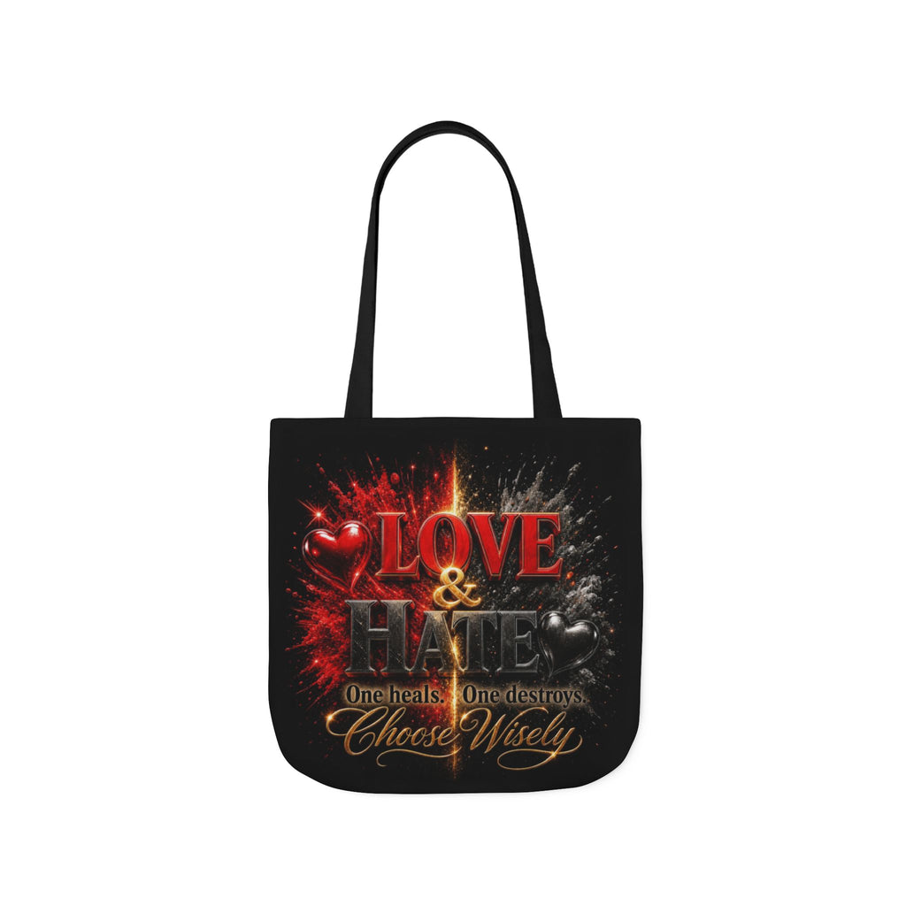 LOVE/HATE Canvas Tote Bag, 5-Color Straps