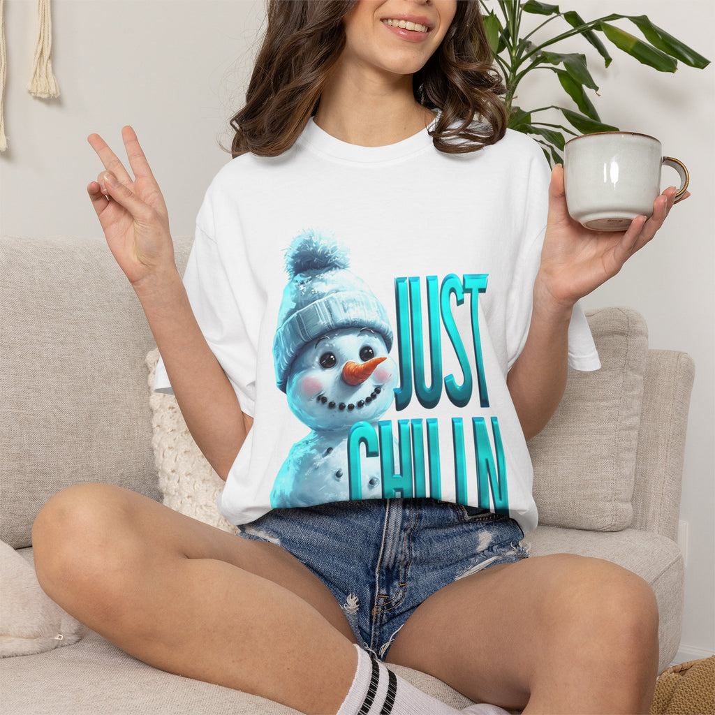 JUST CHILLN SNOWMAN Unisex Garment-Dyed T-shirt