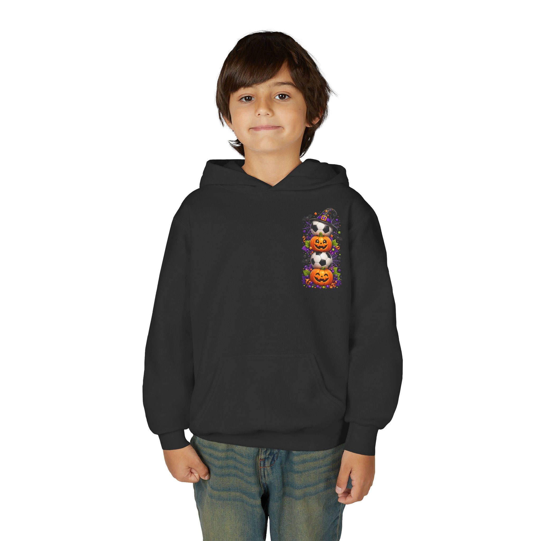 Kids Halloween Soccer Hoodie | Youth Trick or Treat Soccer Pullover | Happy Halloween Soccer Ball Hoodie | Boys Fall Hoodie | Soccer Player Gift