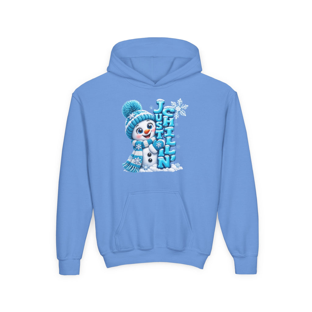 JUST CHILLING SNOWMAN Youth Heavy Blend Hooded Sweatshirt