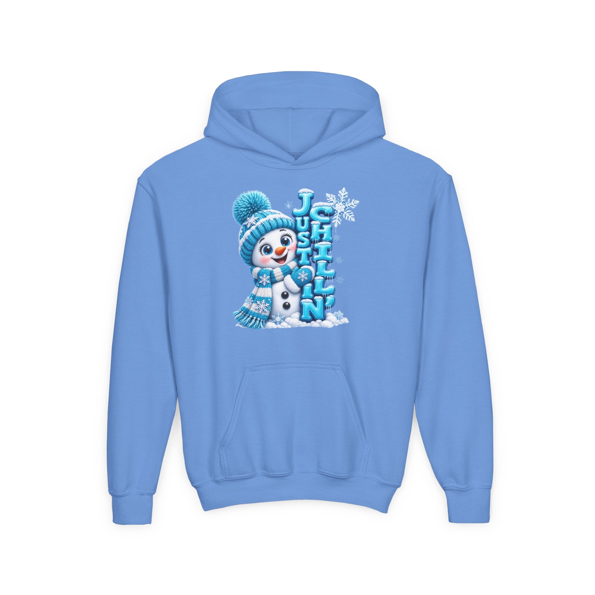 JUST CHILLING SNOWMAN Youth Heavy Blend Hooded Sweatshirt
