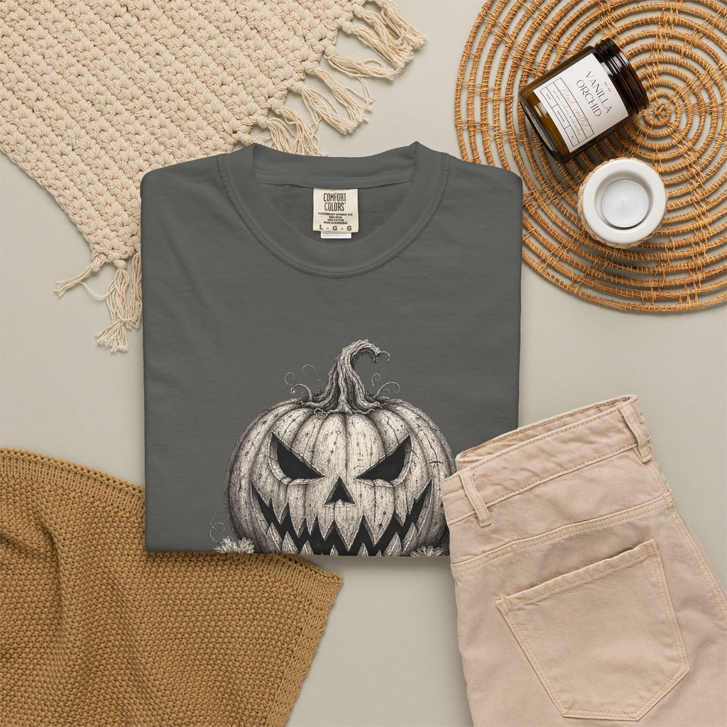 VINTAGE CREEPY PUMPKIN T-SHIRT Unisex Garment-Dyed T-shirt
