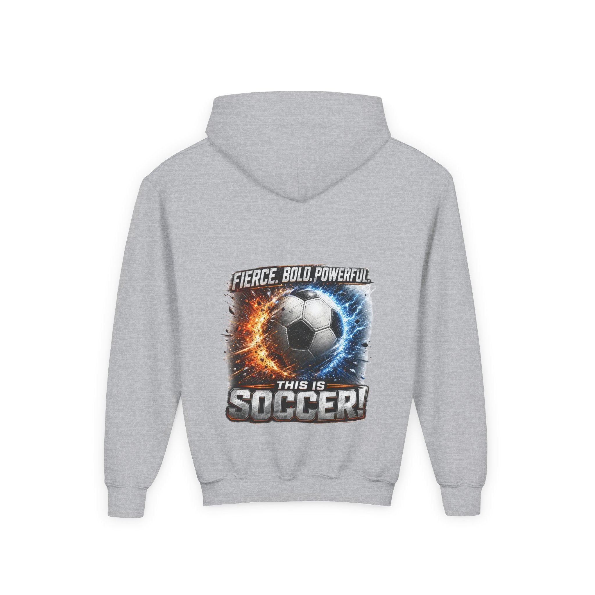 Fierce. Bold. Powerful. Soccer Hoodie | Kids Soccer Sweatshirt | Youth Soccer Gift Soccer Ball Graphic Youth Hoodie
