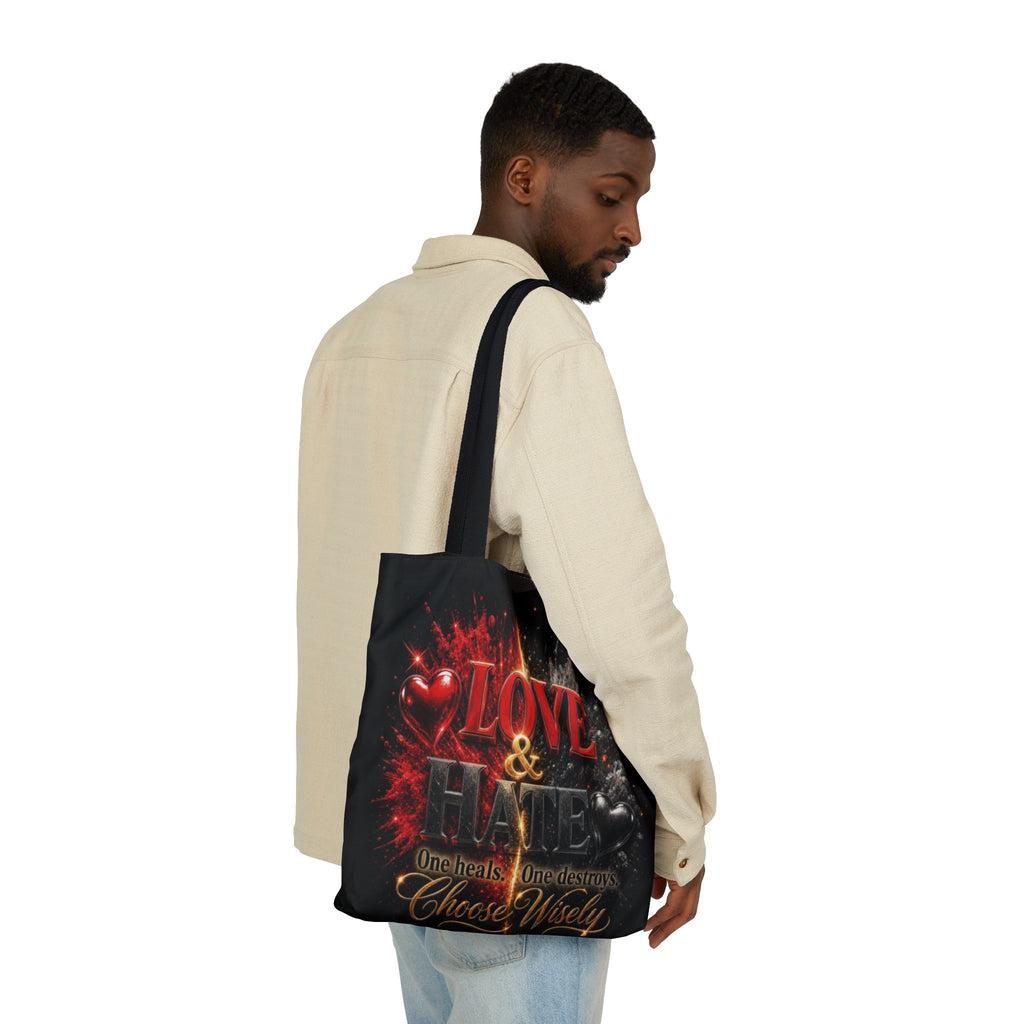 LOVE/HATE Canvas Tote Bag, 5-Color Straps