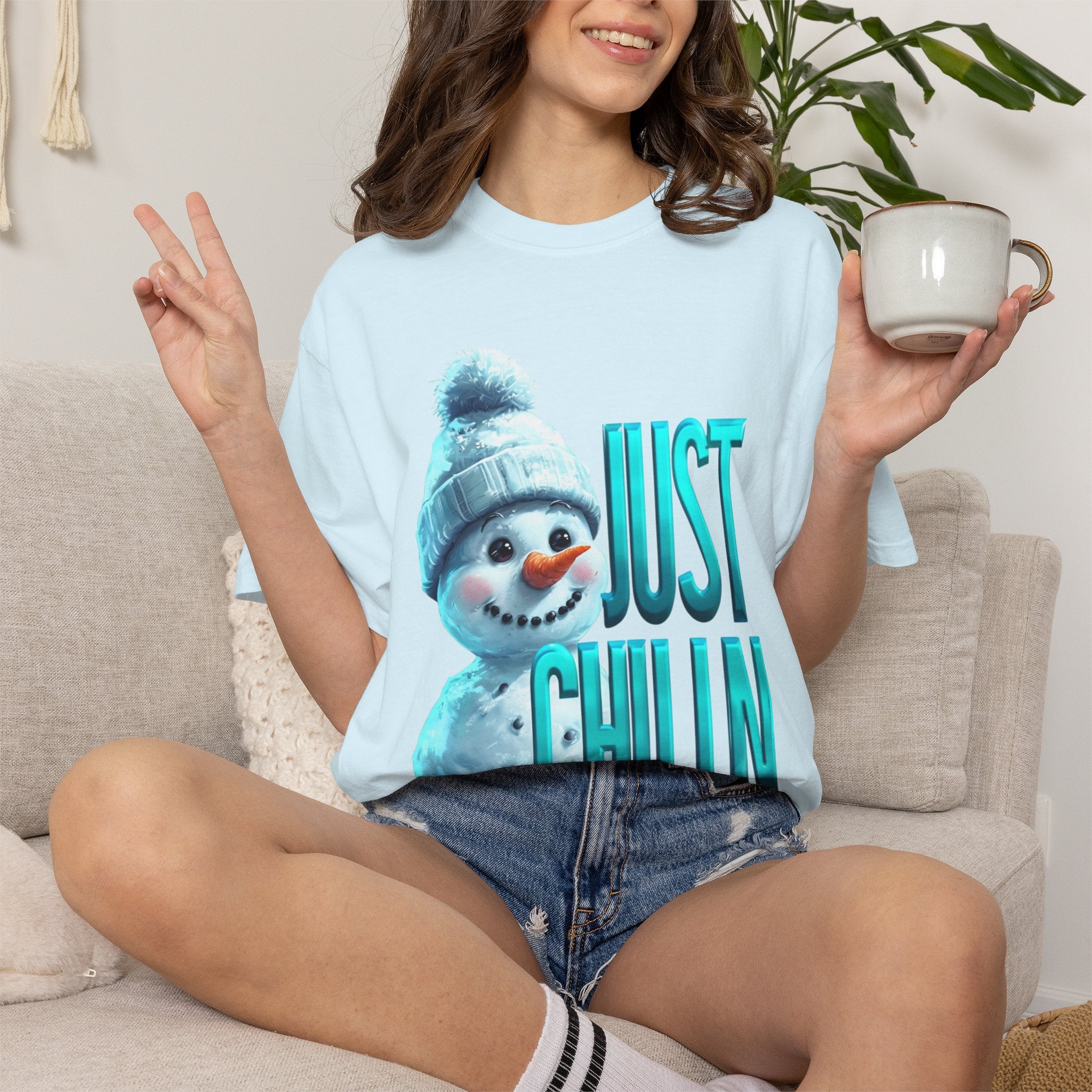 JUST CHILLN SNOWMAN Unisex Garment-Dyed T-shirt