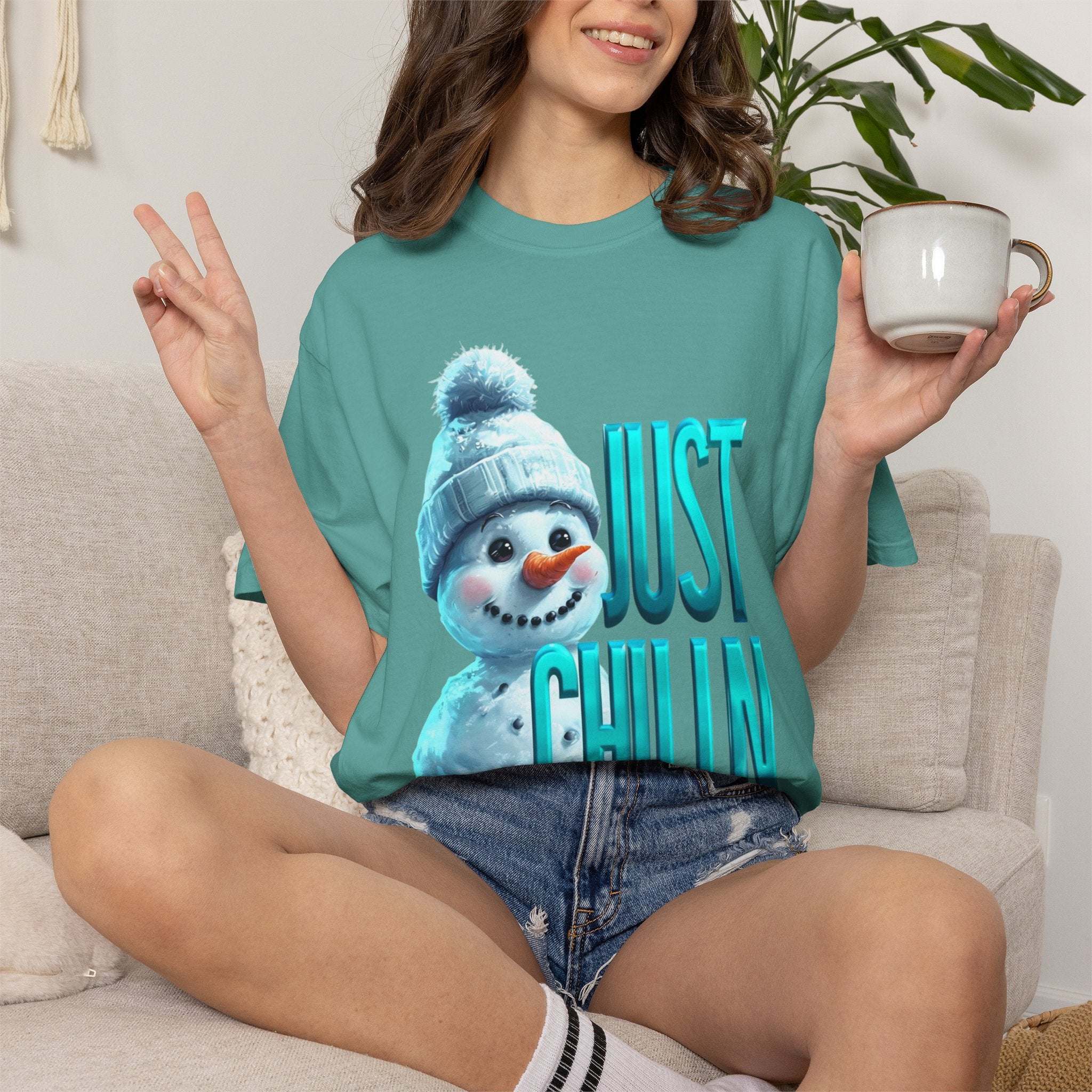 JUST CHILLN SNOWMAN Unisex Garment-Dyed T-shirt