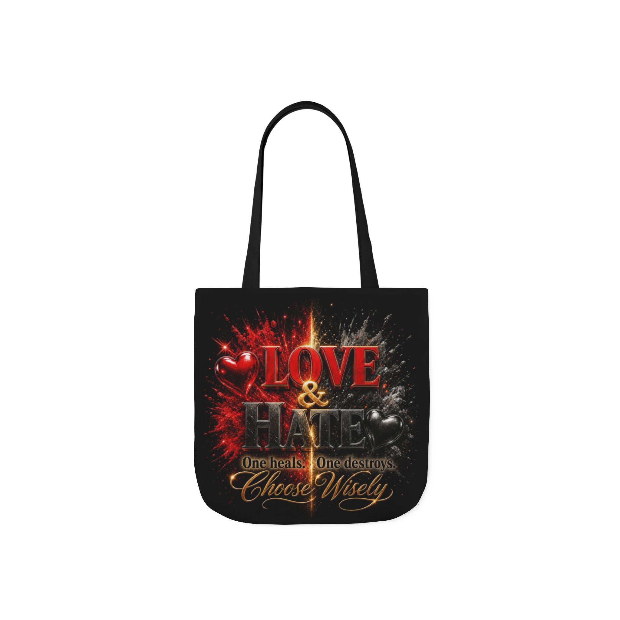 LOVE/HATE Canvas Tote Bag, 5-Color Straps