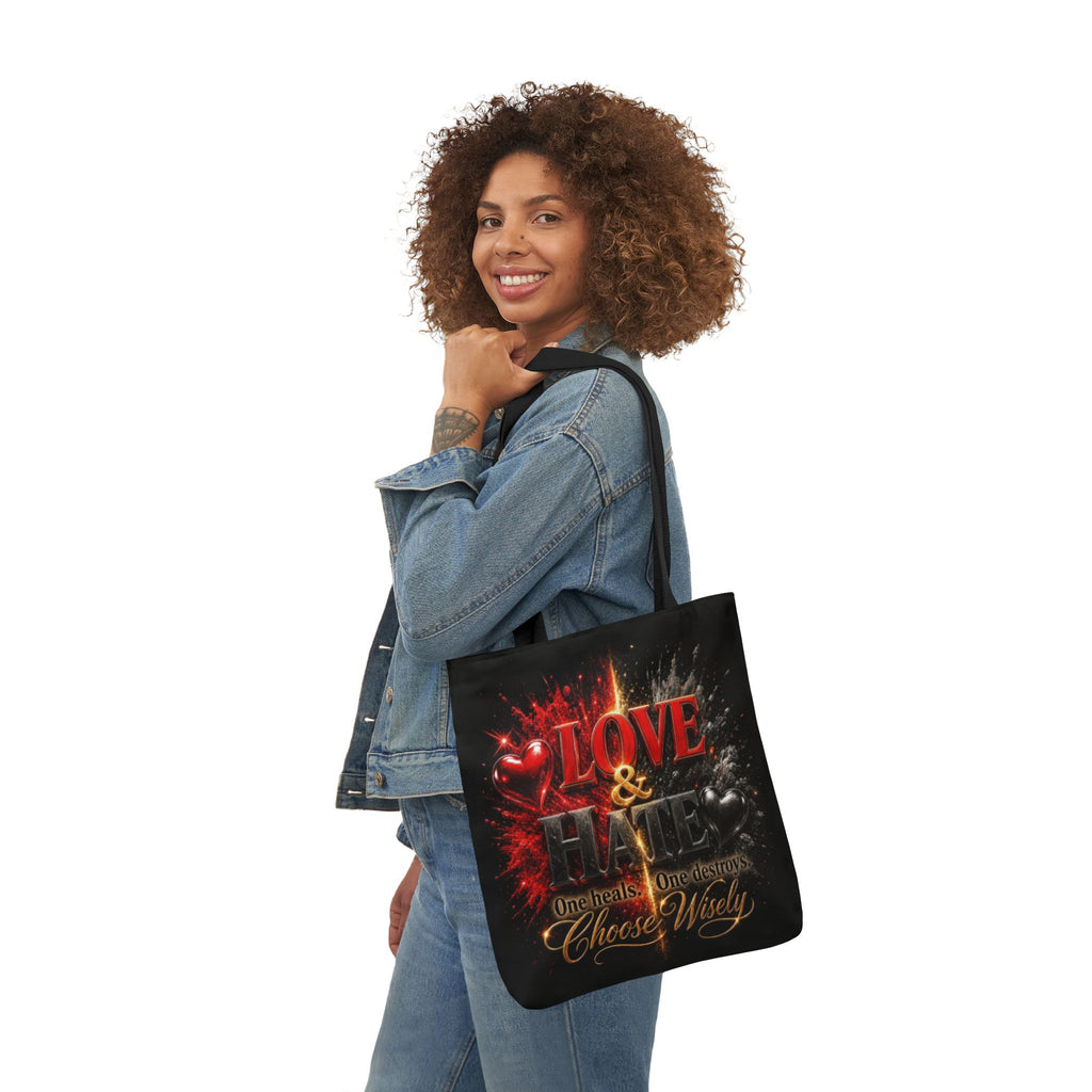 LOVE/HATE Canvas Tote Bag, 5-Color Straps