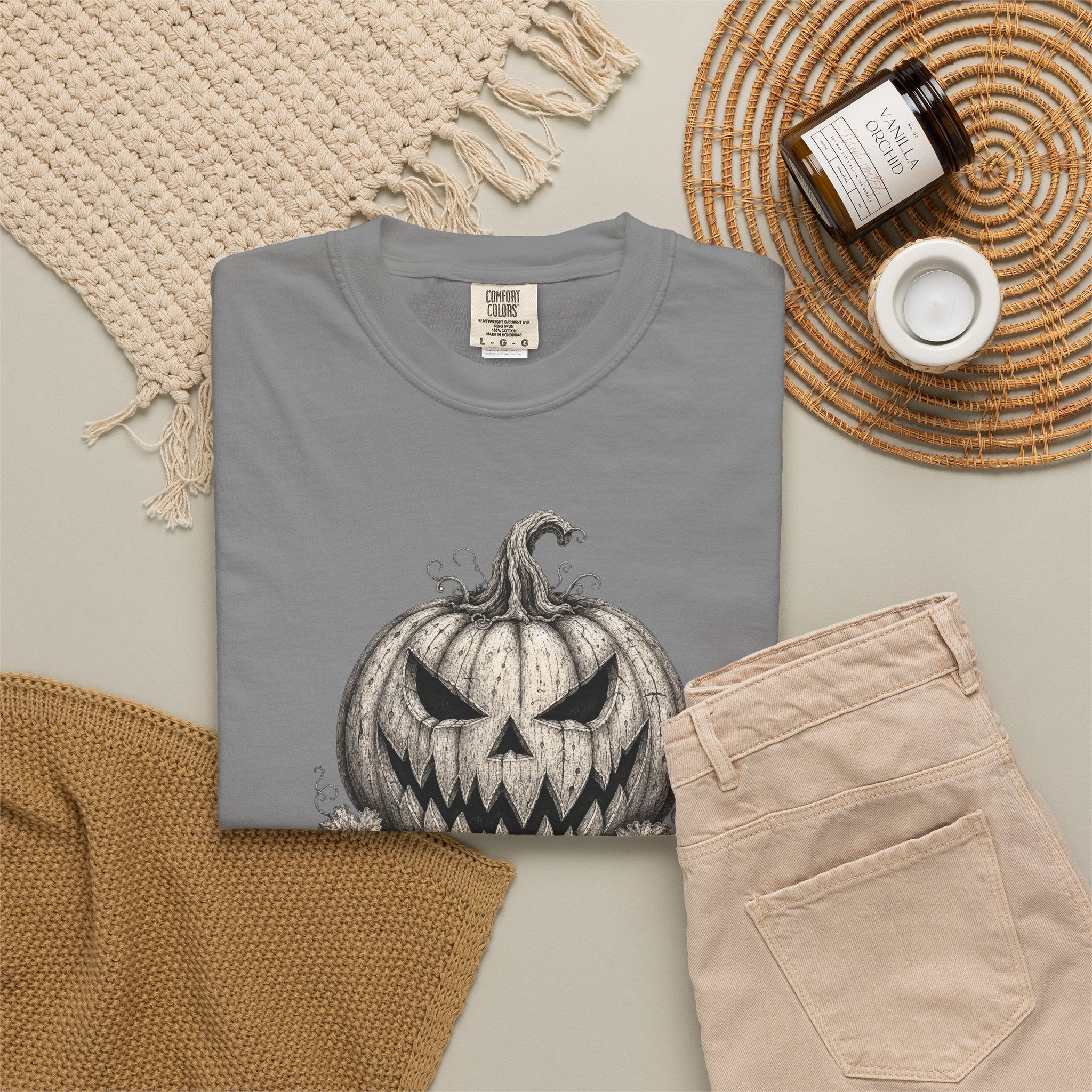 VINTAGE CREEPY PUMPKIN T-SHIRT Unisex Garment-Dyed T-shirt