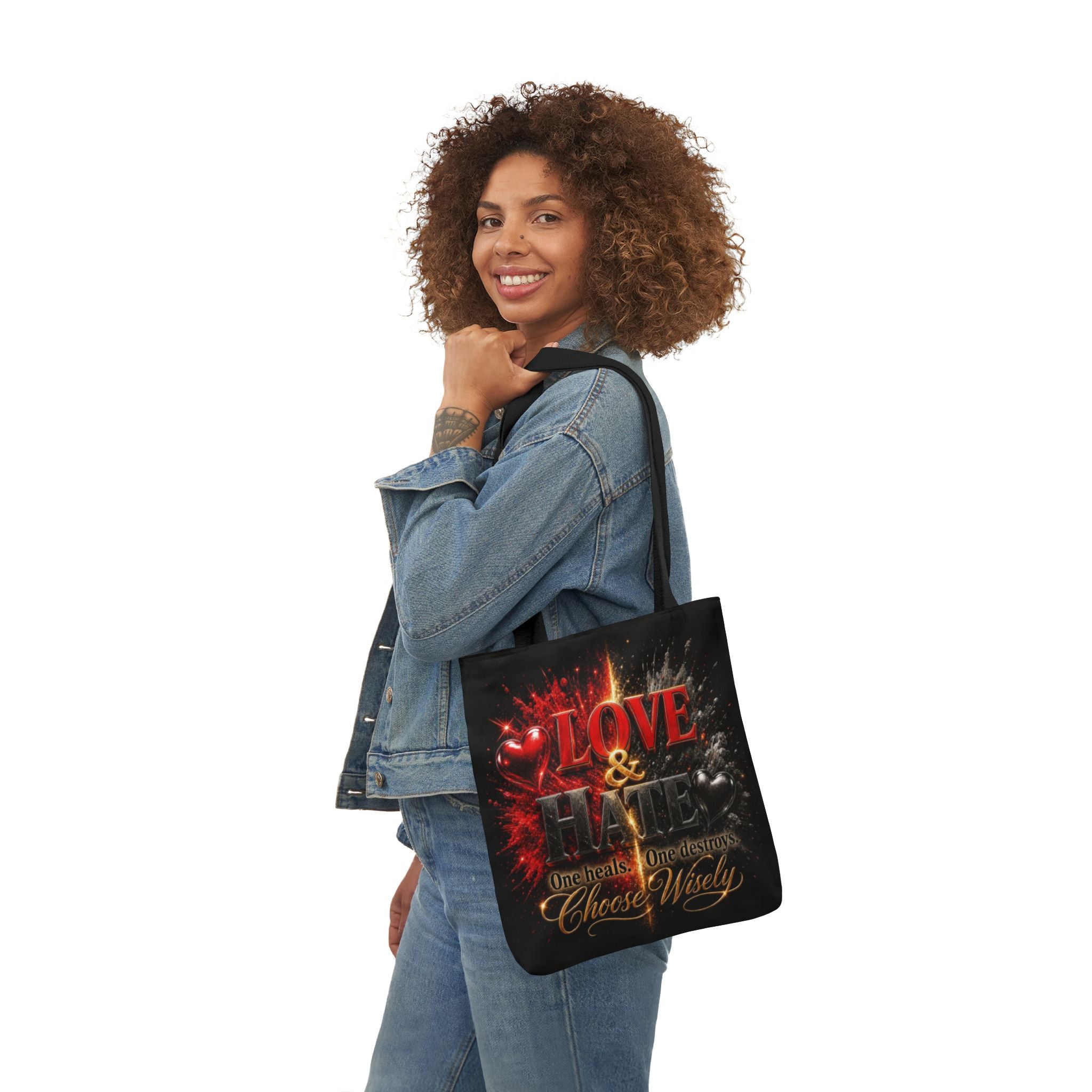 LOVE/HATE Canvas Tote Bag, 5-Color Straps